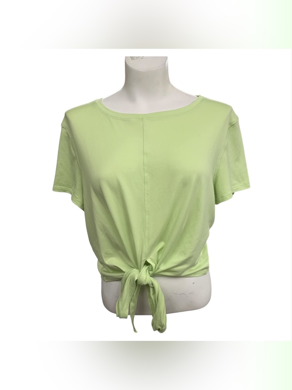 Yoga Light Green Tie-Front Crop Top Size L